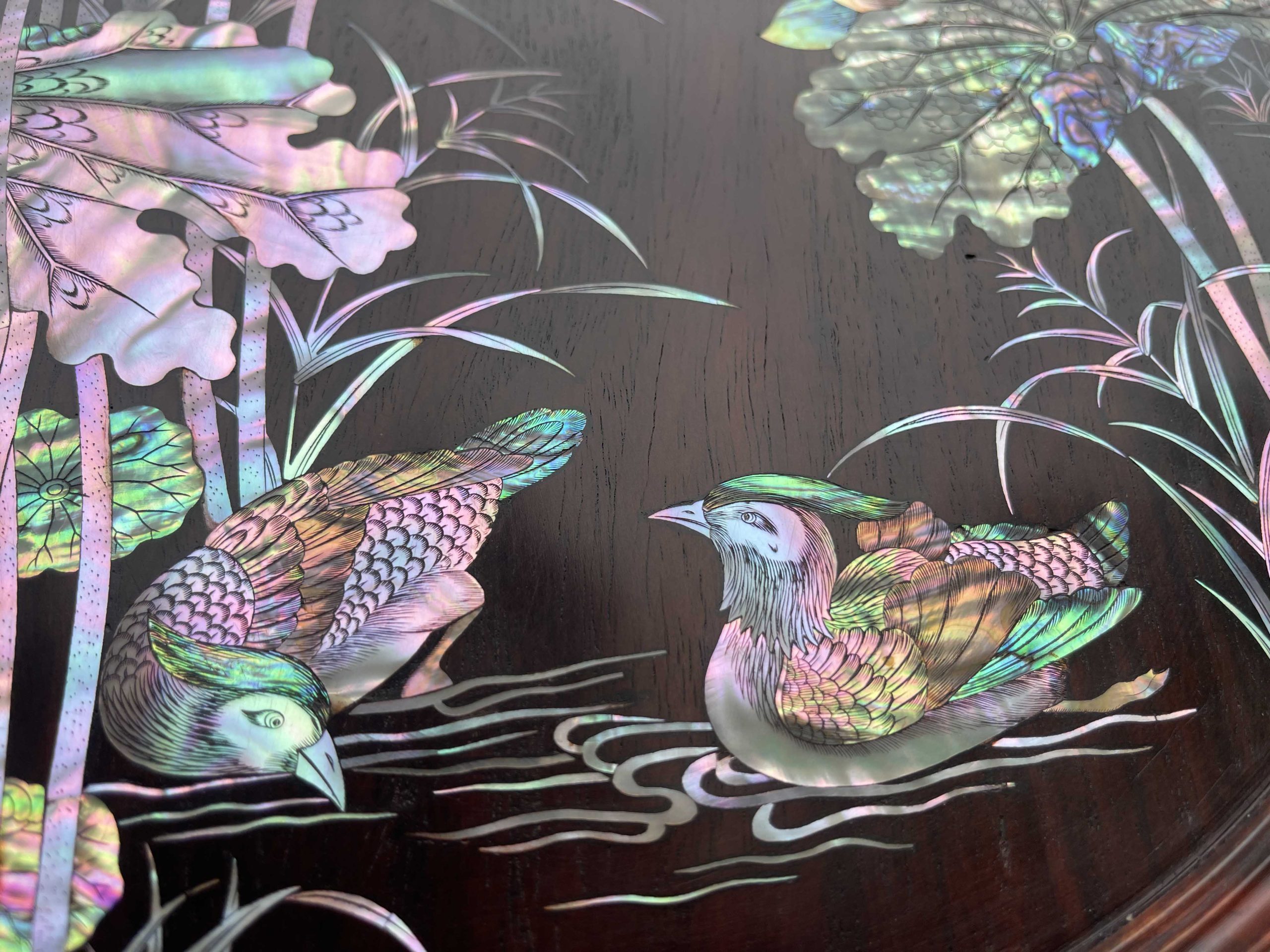 Bộ Đĩa Khảm Sen Vịt Gỗ Trắc (7) Bộ Đĩa Khảm Sen Vịt Gỗ Trắc