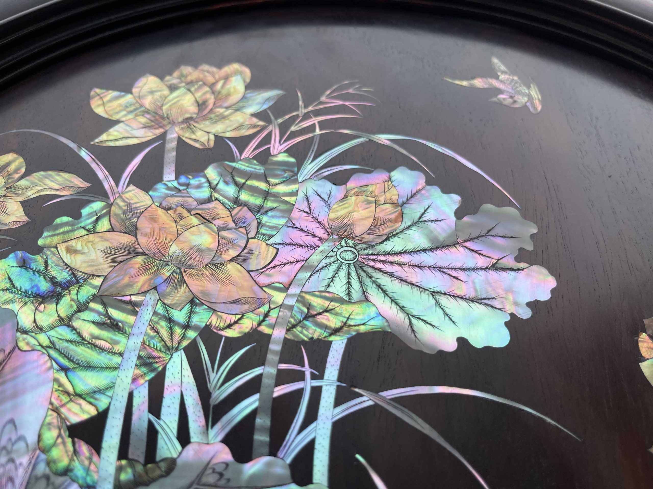 Bộ Đĩa Khảm Sen Vịt Gỗ Trắc (8) Bộ Đĩa Khảm Sen Vịt Gỗ Trắc