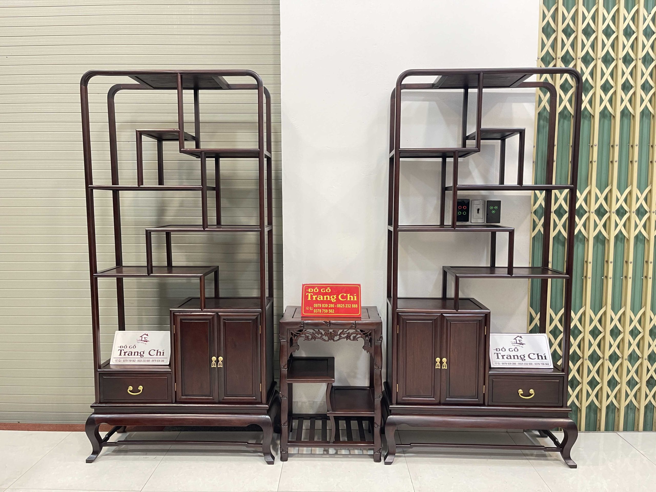 Bộ Kệ Và Đôn Bày Đồ Gỗ Gụ