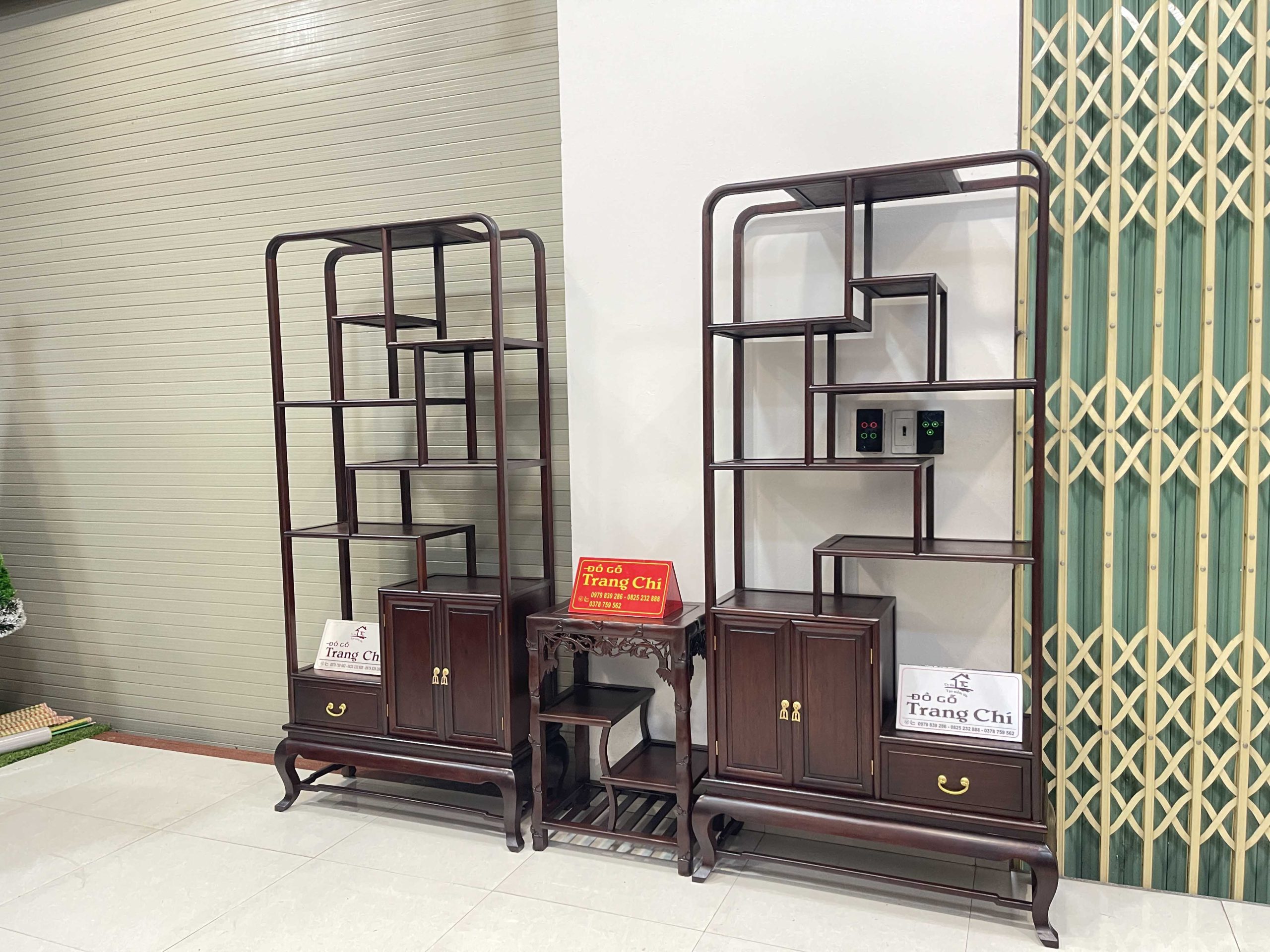 Bộ Kệ Và Đôn Bày Đồ Gỗ Gụ