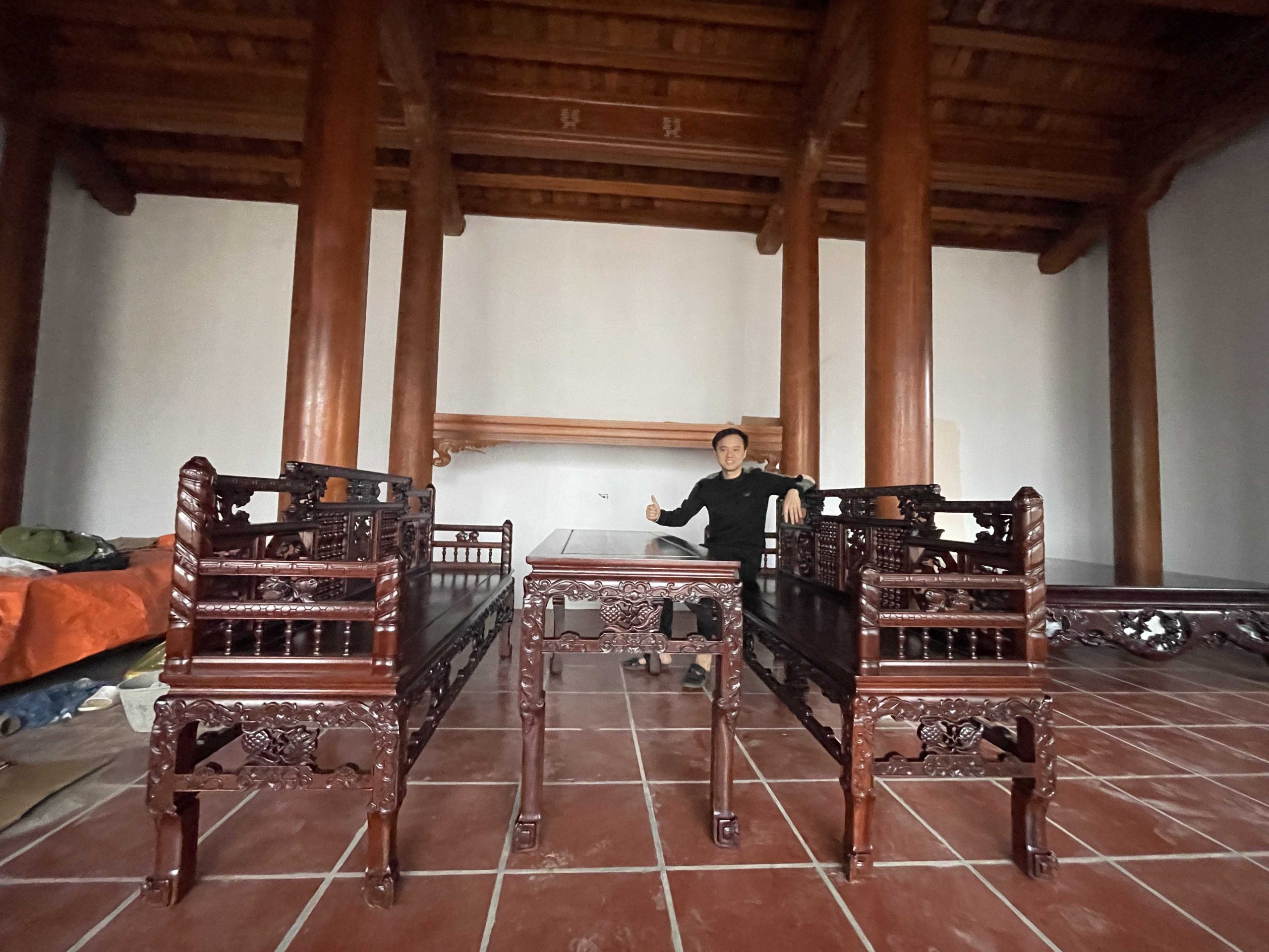 Bộ Tràng Kỷ Song Tiện Lối Xưa Gỗ Gụ 