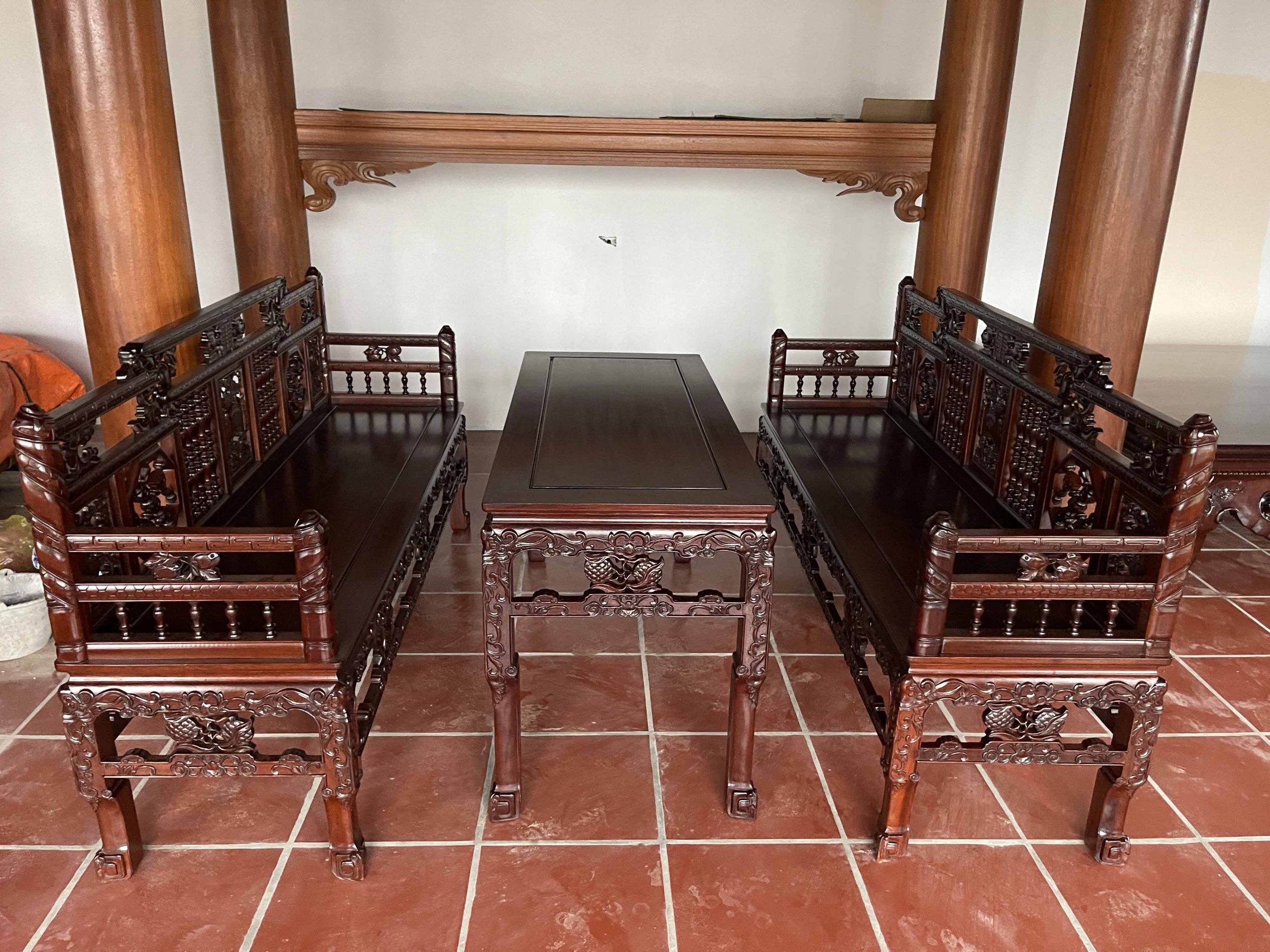 Bộ Tràng Kỷ Song Tiện Lối Xưa Gỗ Gụ 