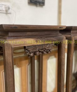 Cặp Đôn Vuông Gụ Ta Cũ Mặt Đá