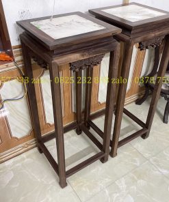 Cặp Đôn Vuông Gụ Ta Cũ Mặt Đá