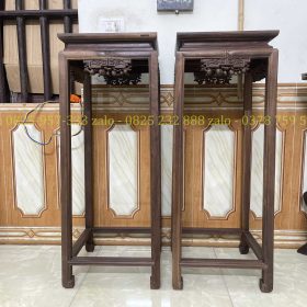 Cặp Đôn Vuông Gụ Ta Cũ Mặt Đá