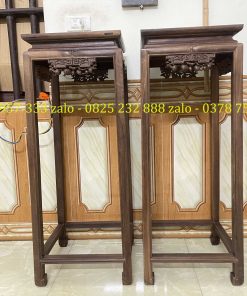 Cặp Đôn Vuông Gụ Ta Cũ Mặt Đá