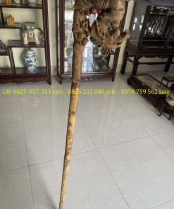Gậy Batoong Chạm Trúc Hóa Long Đục Tay