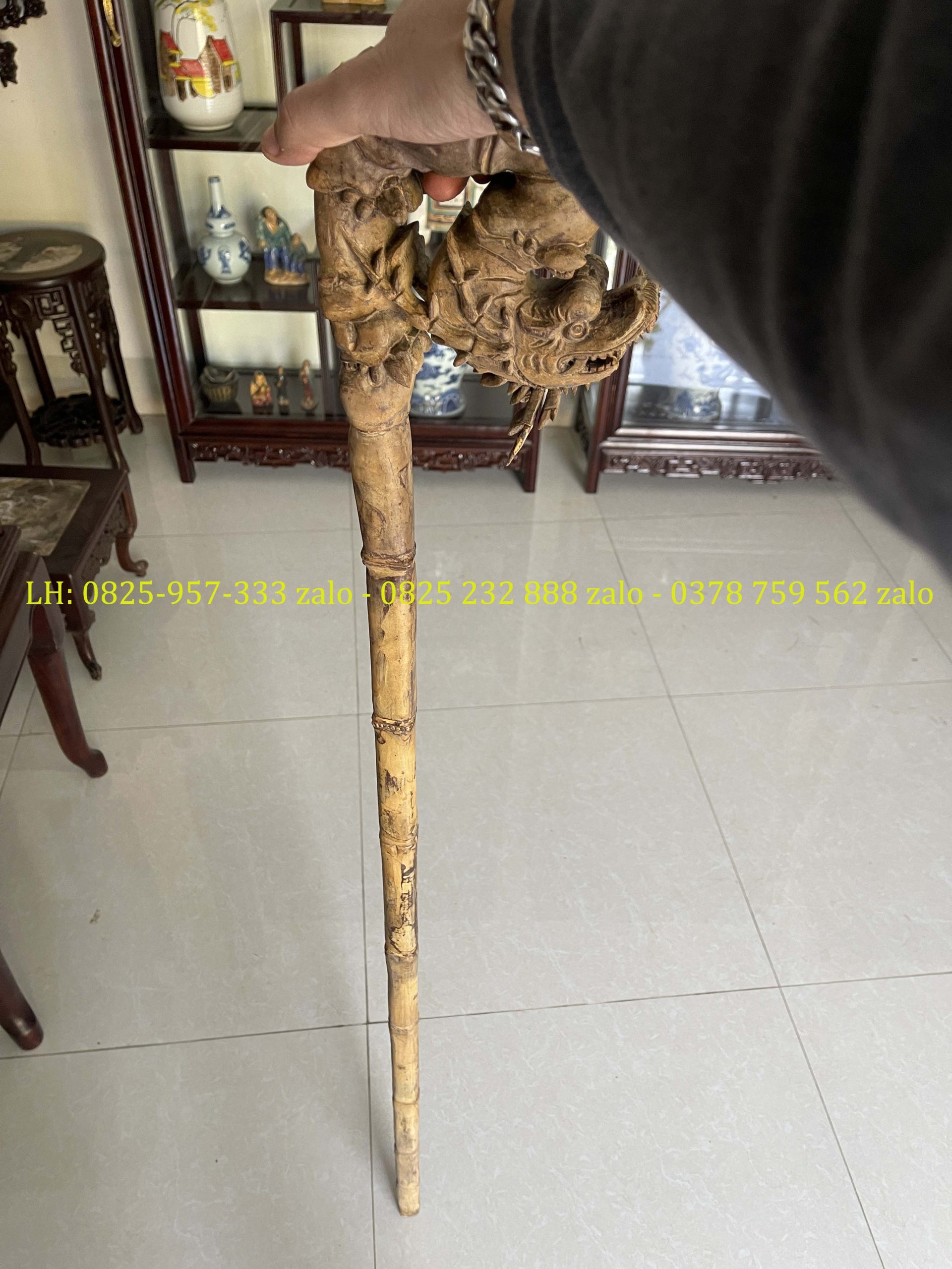 Gậy Batoong Chạm Trúc Hóa Long Đục Tay (22) Gậy Batoong Chạm Trúc Hóa Long Đục Tay