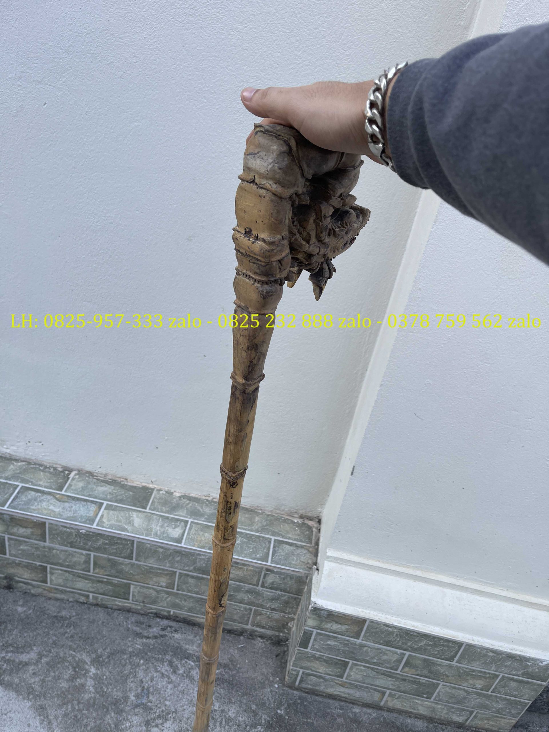 Gậy Batoong Chạm Trúc Hóa Long Đục Tay