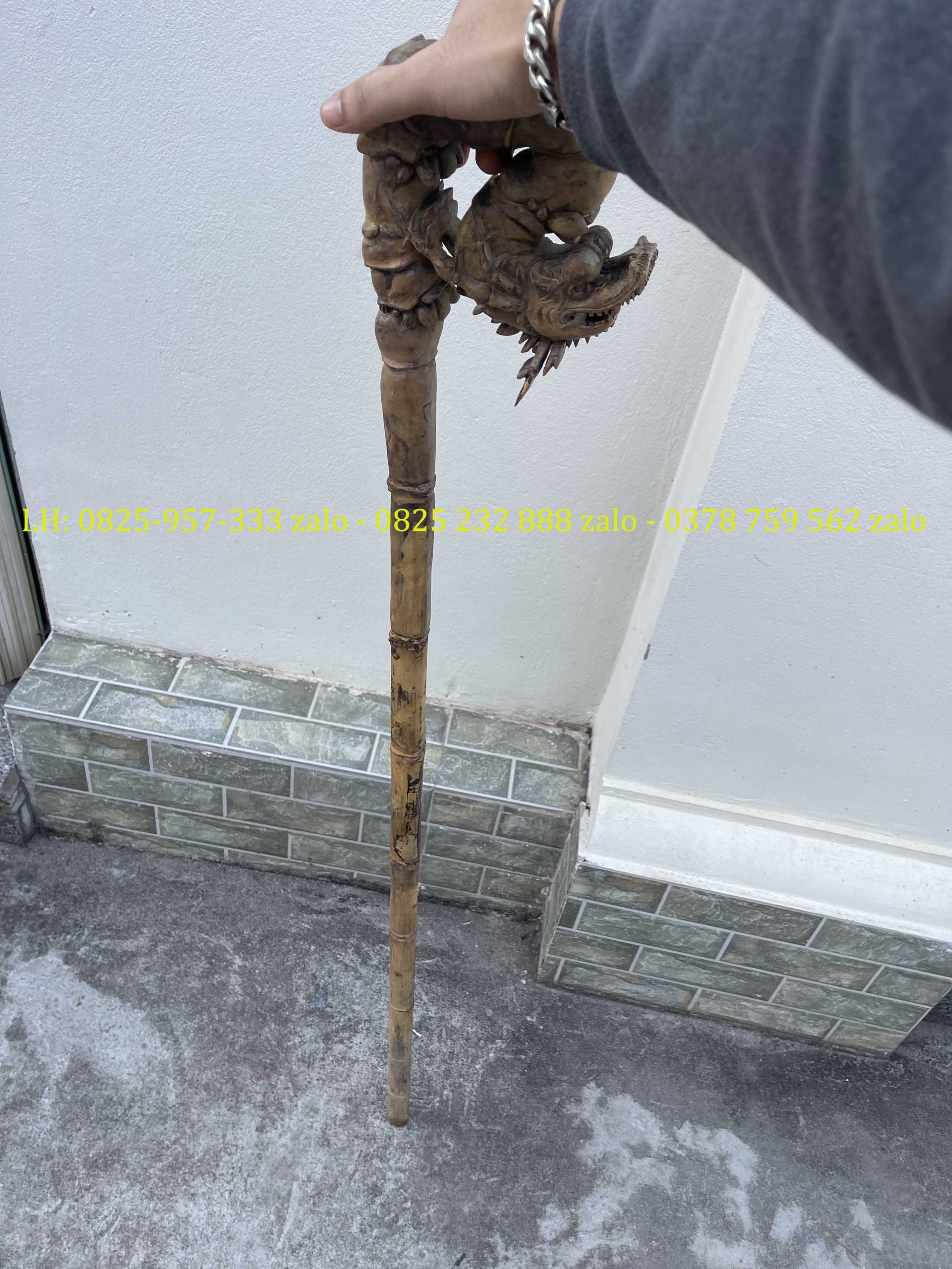 Gậy Batoong Chạm Trúc Hóa Long Đục Tay (28) Gậy Batoong Chạm Trúc Hóa Long Đục Tay