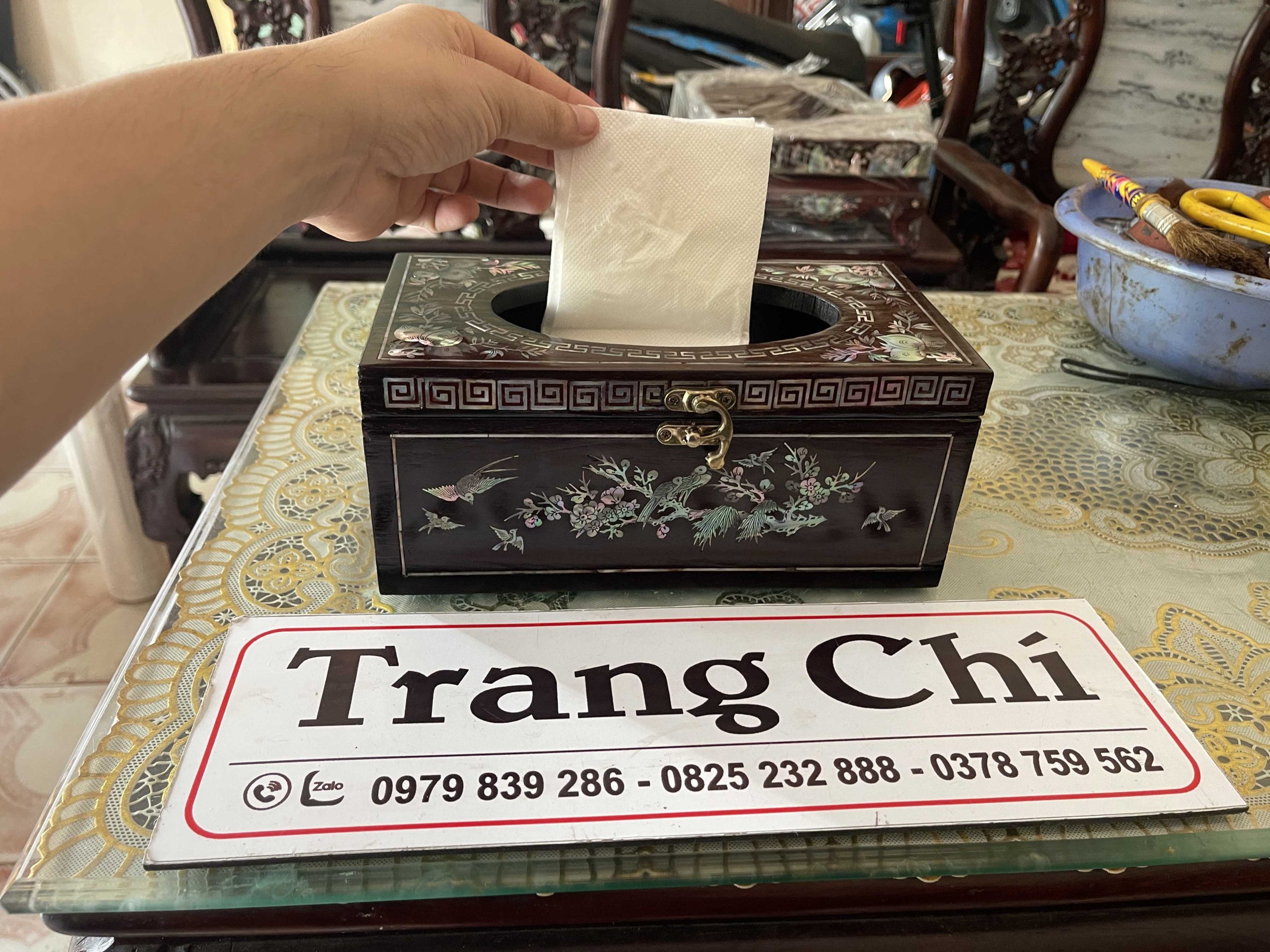 Hộp Đựng Giấy Khảm Cẩn Ốc