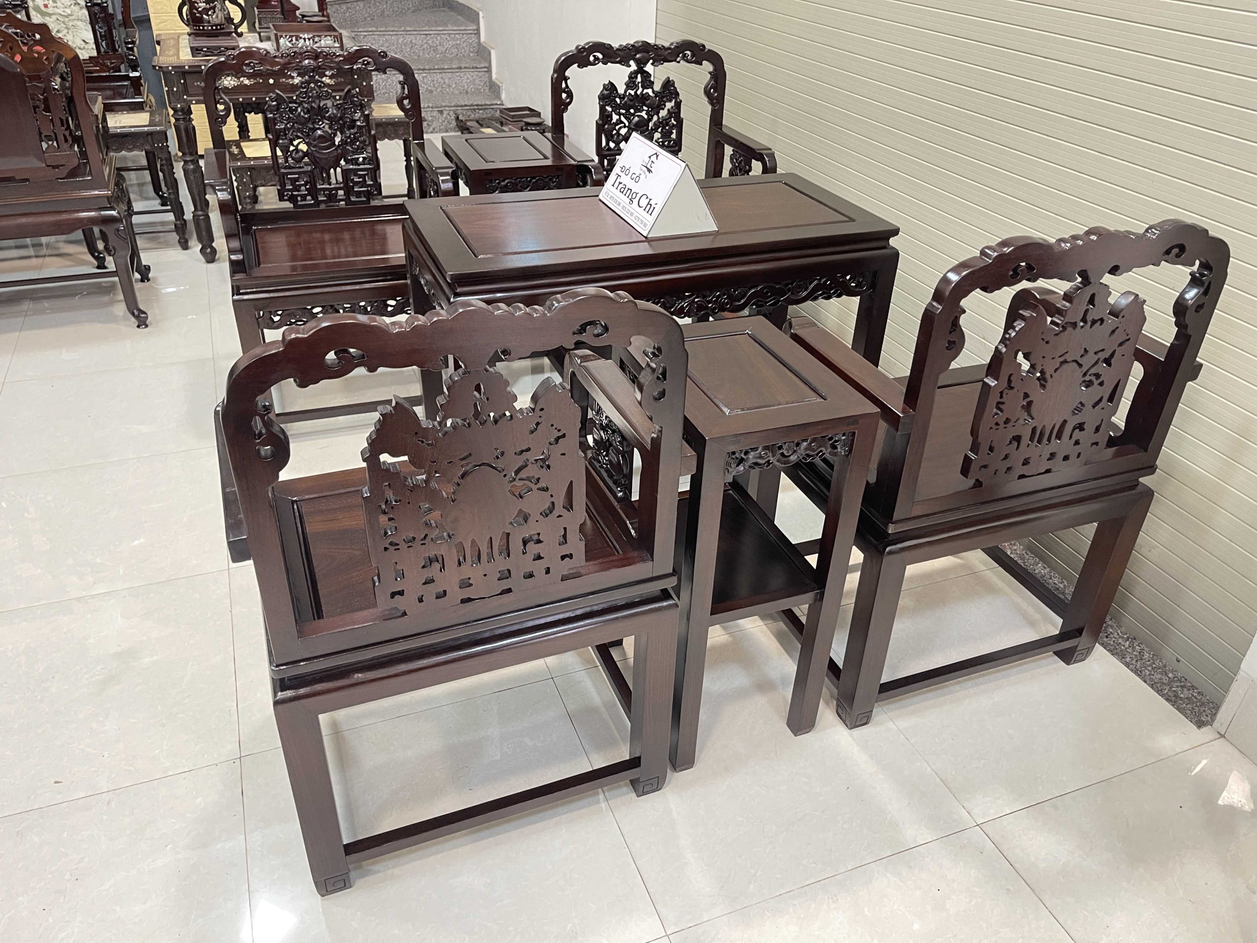 Bộ Bàn Ghế Vách Dơi 7 Món Hàng Dày (11) Giá Kê Đĩa Sứ Đường Kính Từ 10 cm đến 100 cm