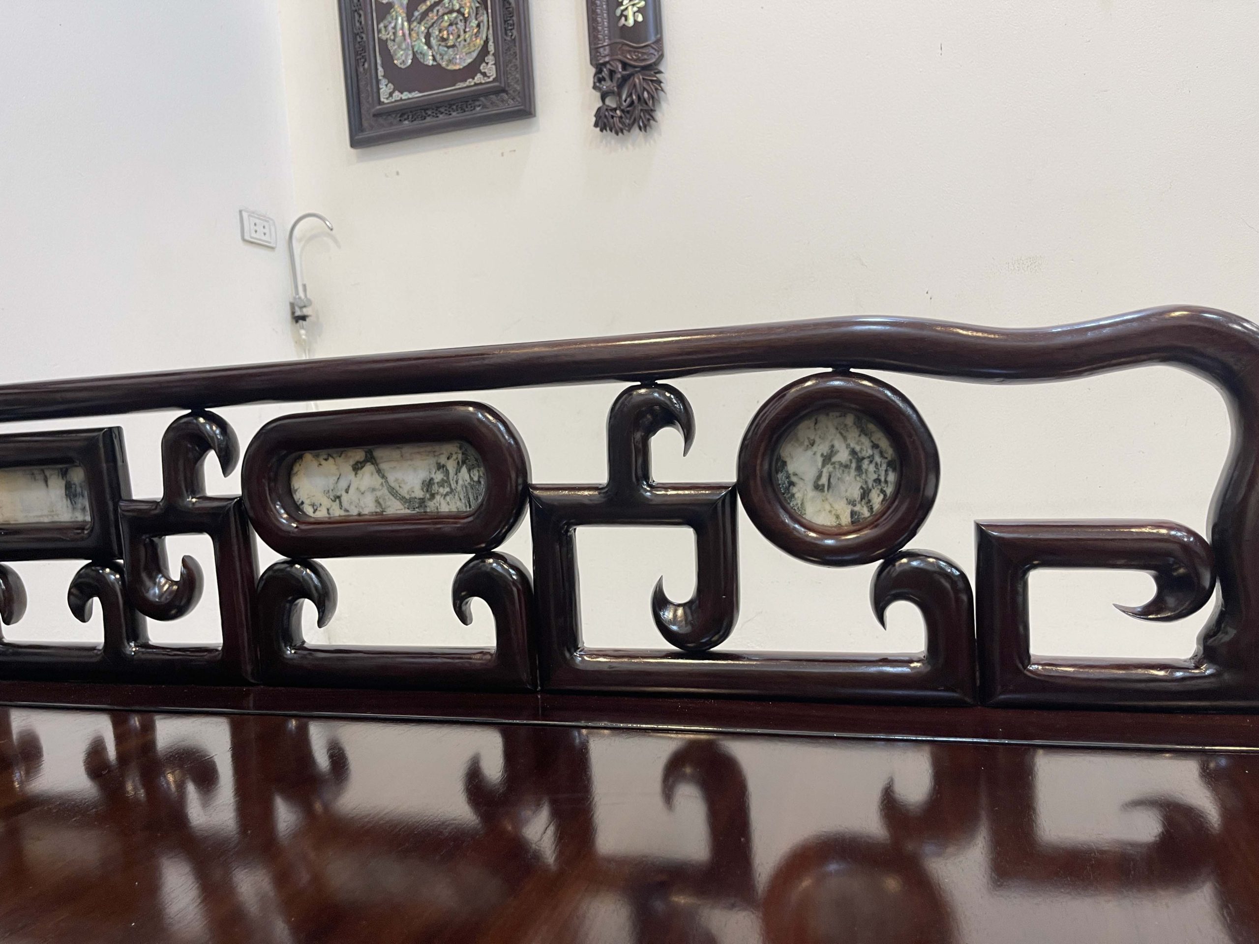 Giường Ba Thành Chạm Trúc Tựa Móc