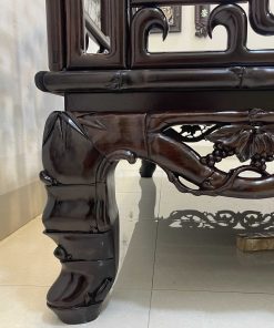 Giường Ba Thành Chạm Trúc Tựa Móc