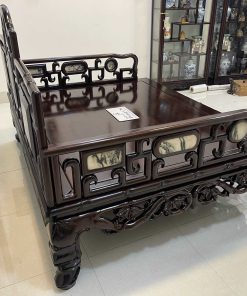 Giường Ba Thành Chạm Trúc Tựa Móc