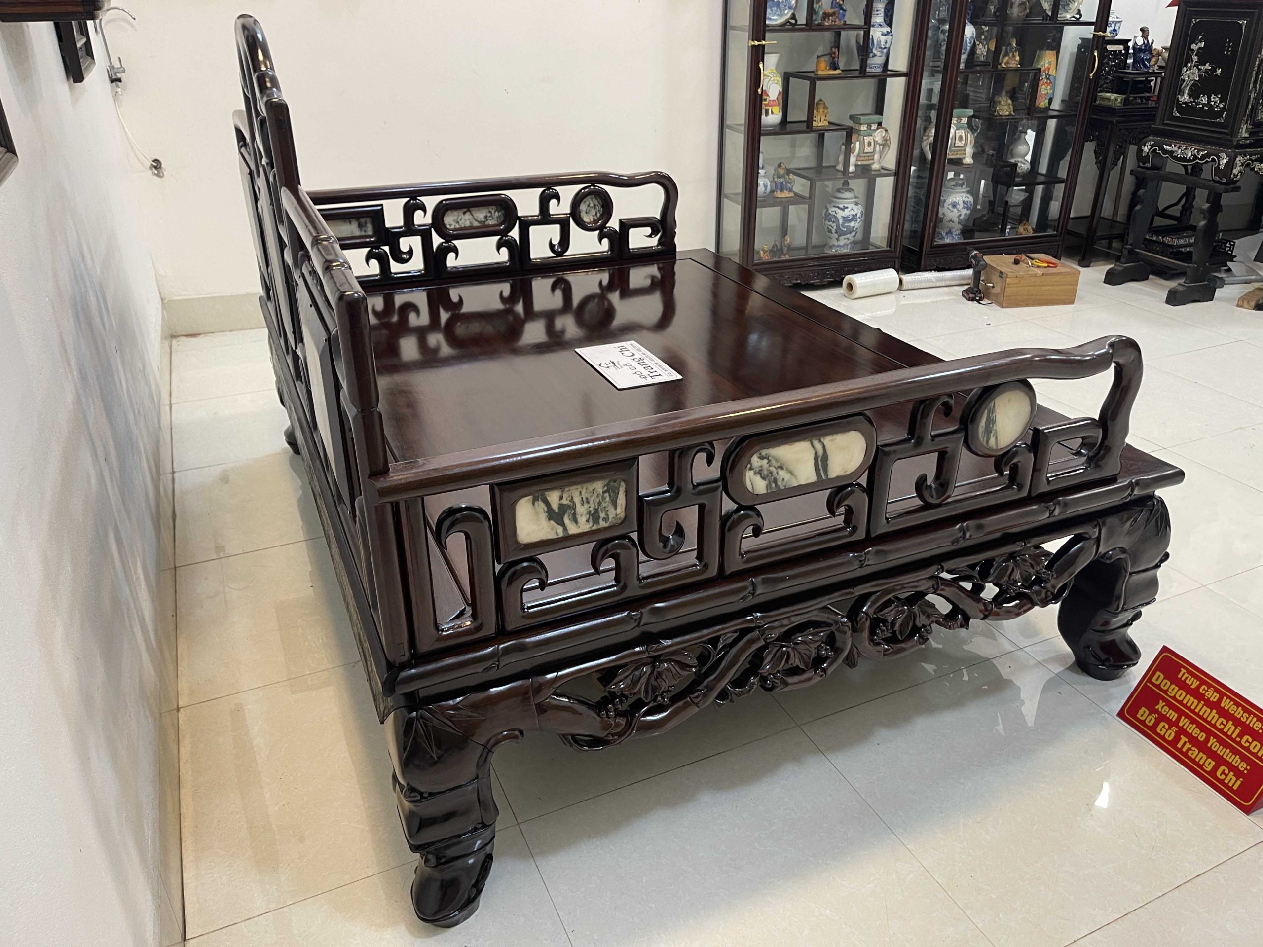 Giường Ba Thành Chạm Trúc Tựa Móc (18) Giường Ba Thành Chạm Trúc Tựa Móc