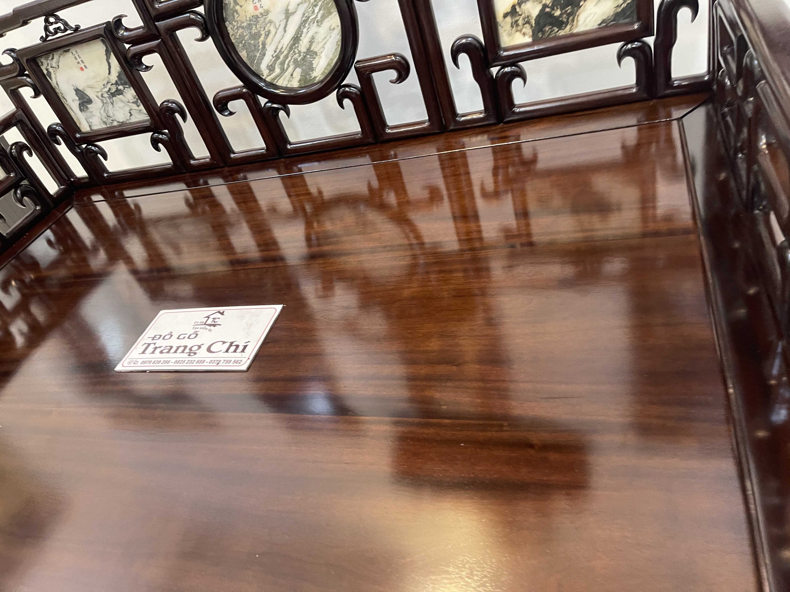 Giường Ba Thành Chạm Trúc Tựa Móc (2) Giường Ba Thành Chạm Trúc Tựa Móc