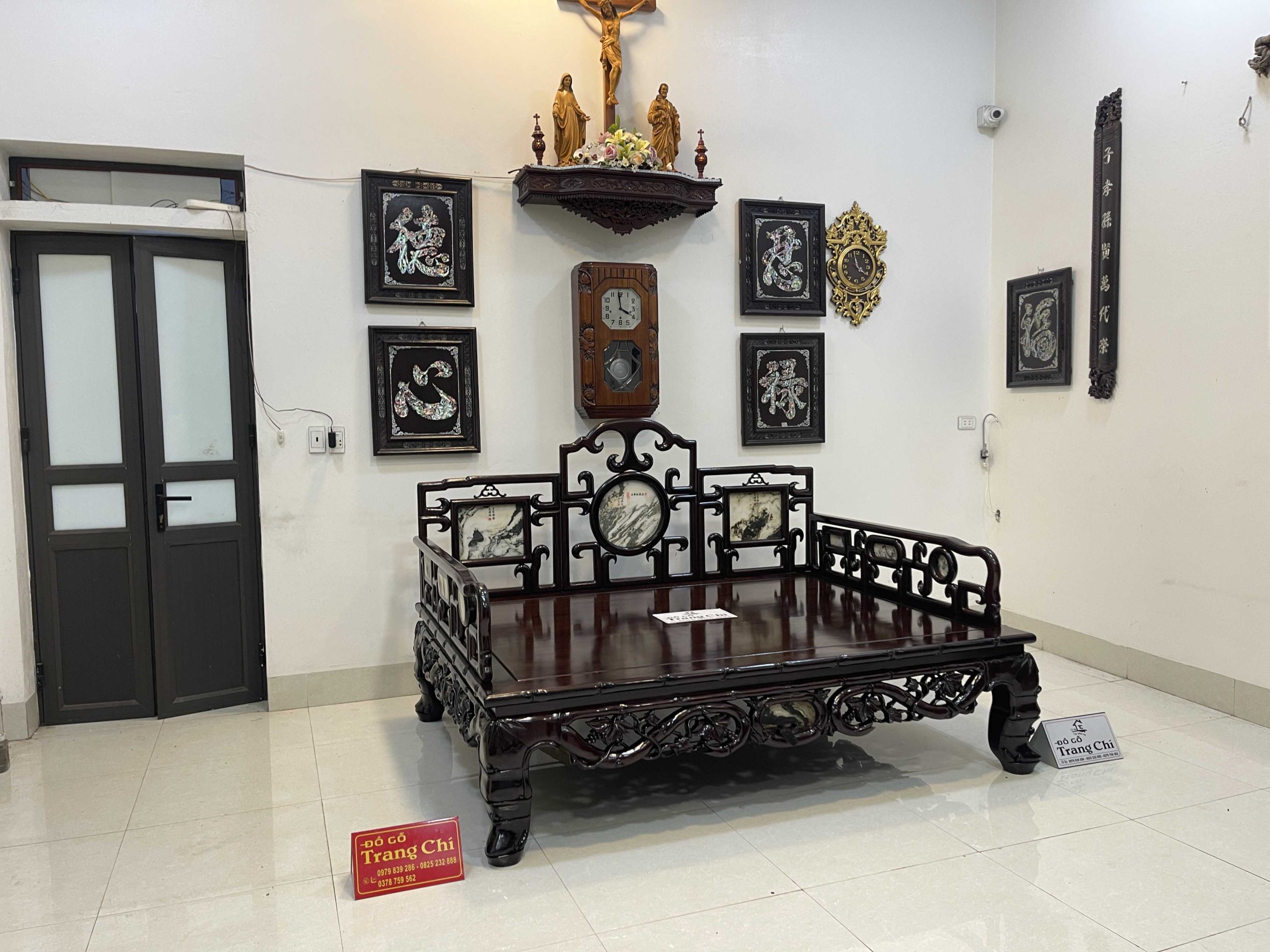 Giường Ba Thành Chạm Trúc Tựa Móc (20) Giường Ba Thành Chạm Trúc Tựa Móc