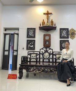 Giường Ba Thành Chạm Trúc Tựa Móc