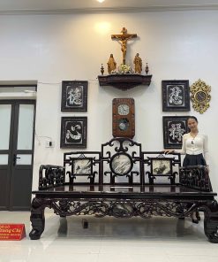 Giường Ba Thành Chạm Trúc Tựa Móc