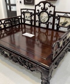 Giường Ba Thành Chạm Trúc Tựa Móc