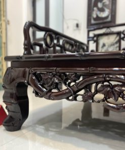 Giường Ba Thành Chạm Trúc Tựa Móc