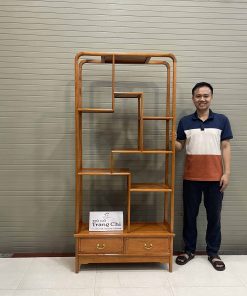 Kệ Bày Đồ Trơn Gỗ Gụ Màu Sáng