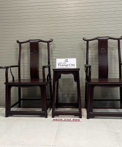 Bộ Ghế Tai Quan 3 Món Gỗ Gụ