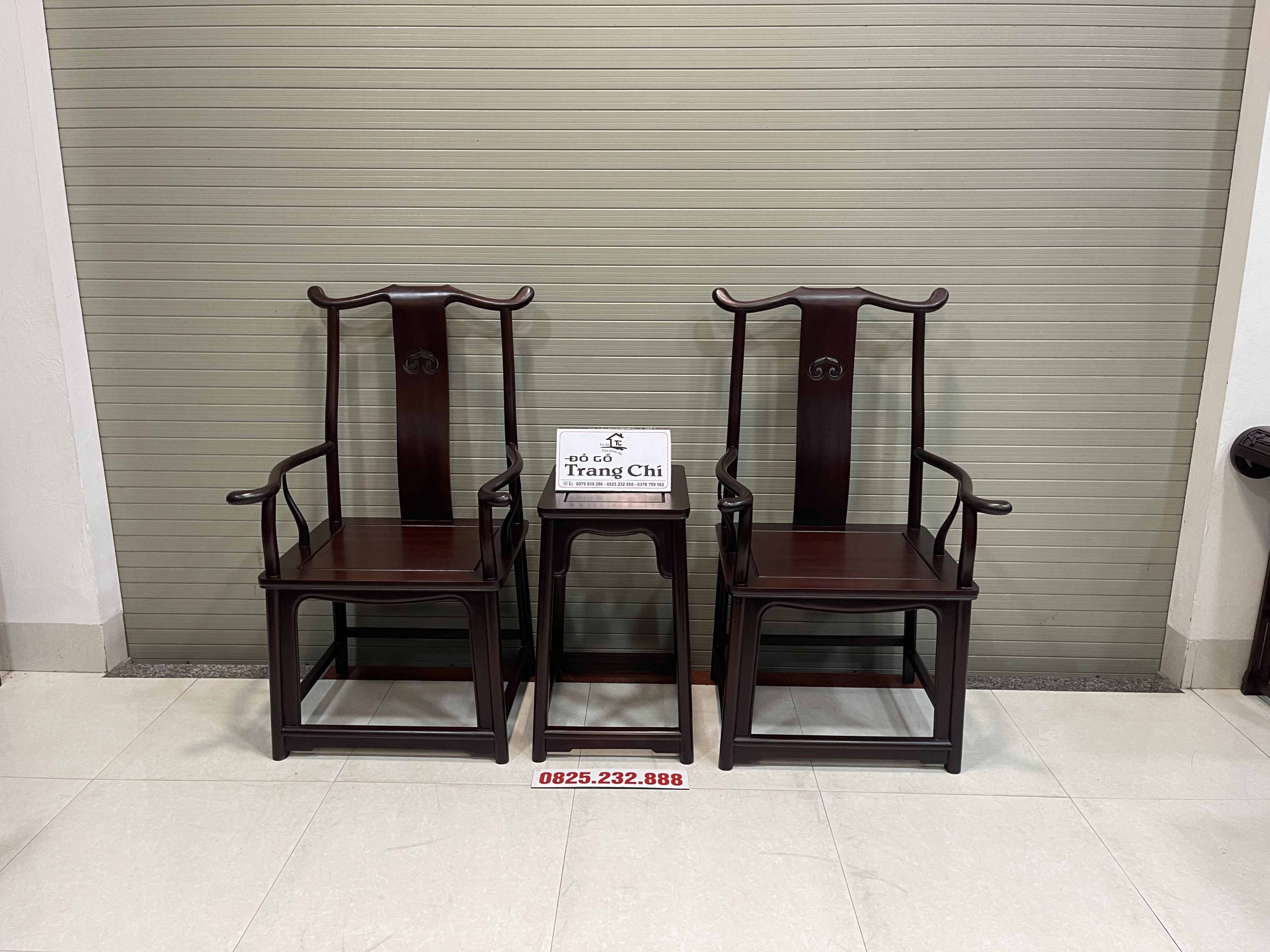 Bộ Ghế Tai Quan 3 Món Gỗ Gụ