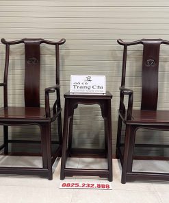 Bộ Ghế Tai Quan 3 Món Gỗ Gụ