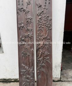 Cặp Câu Đối Cúc Trúc Gỗ Lim