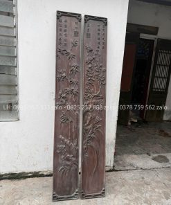 Cặp Câu Đối Cúc Trúc Gỗ Lim