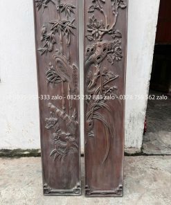 Cặp Câu Đối Cúc Trúc Gỗ Lim