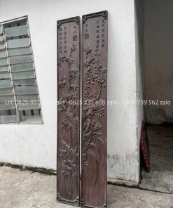Cặp Câu Đối Cúc Trúc Gỗ Lim