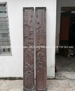 Cặp Câu Đối Cúc Trúc Gỗ Lim