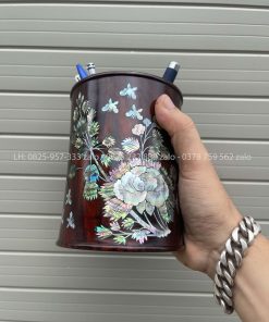 Ống Đựng Bút Gỗ Trắc Khảm Gỗ Trắc