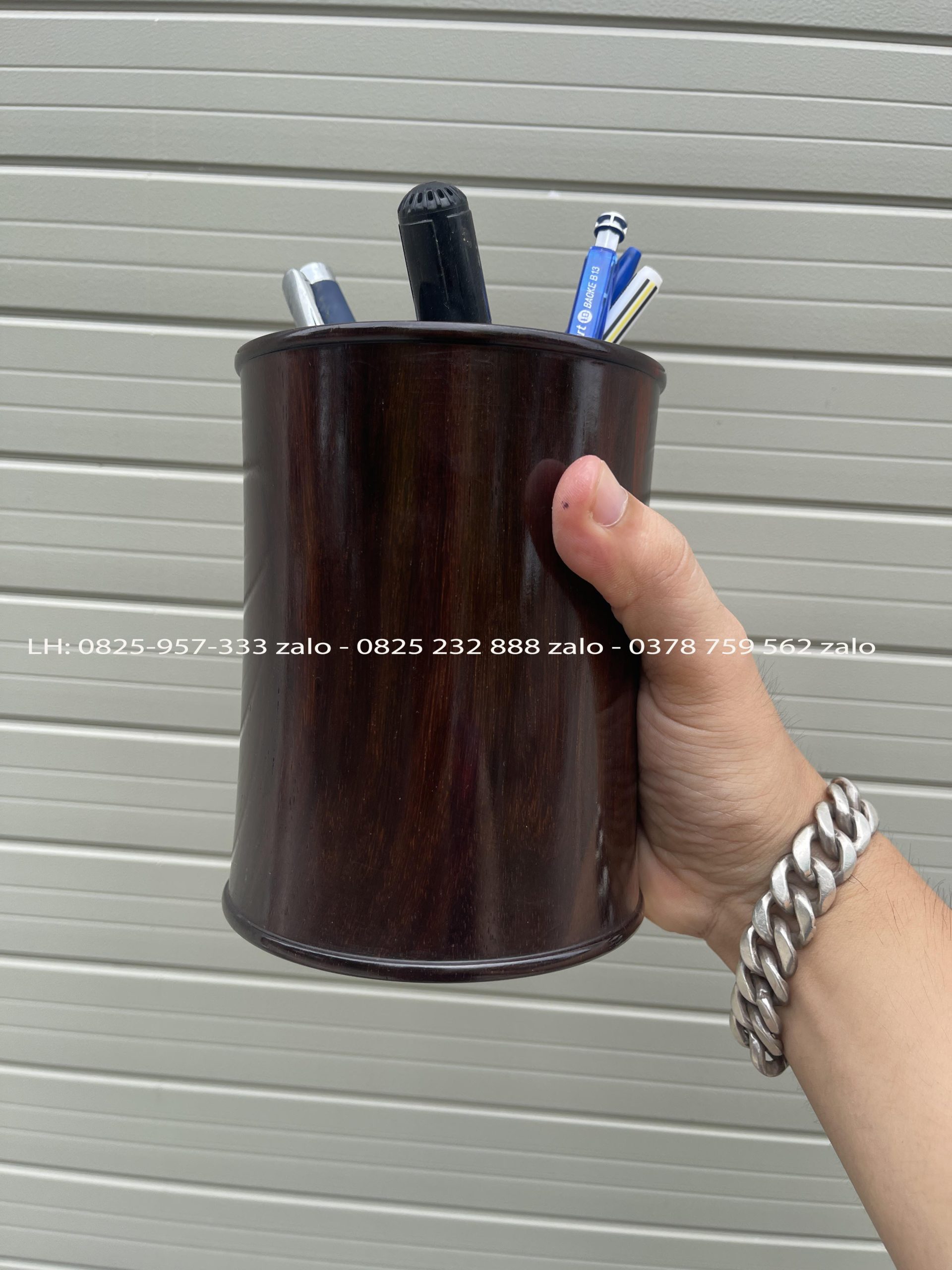 Ống Đựng Bút Gỗ Trắc Khảm Gỗ Trắc