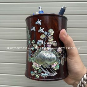 Ống Đựng Bút Gỗ Trắc Khảm Gỗ Trắc