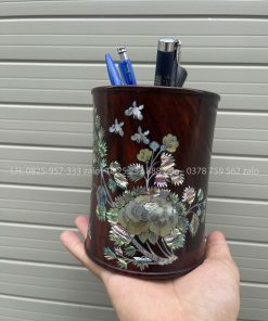 Ống Đựng Bút Gỗ Trắc Khảm Gỗ Trắc
