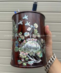 Ống Đựng Bút Gỗ Trắc Khảm Gỗ Trắc