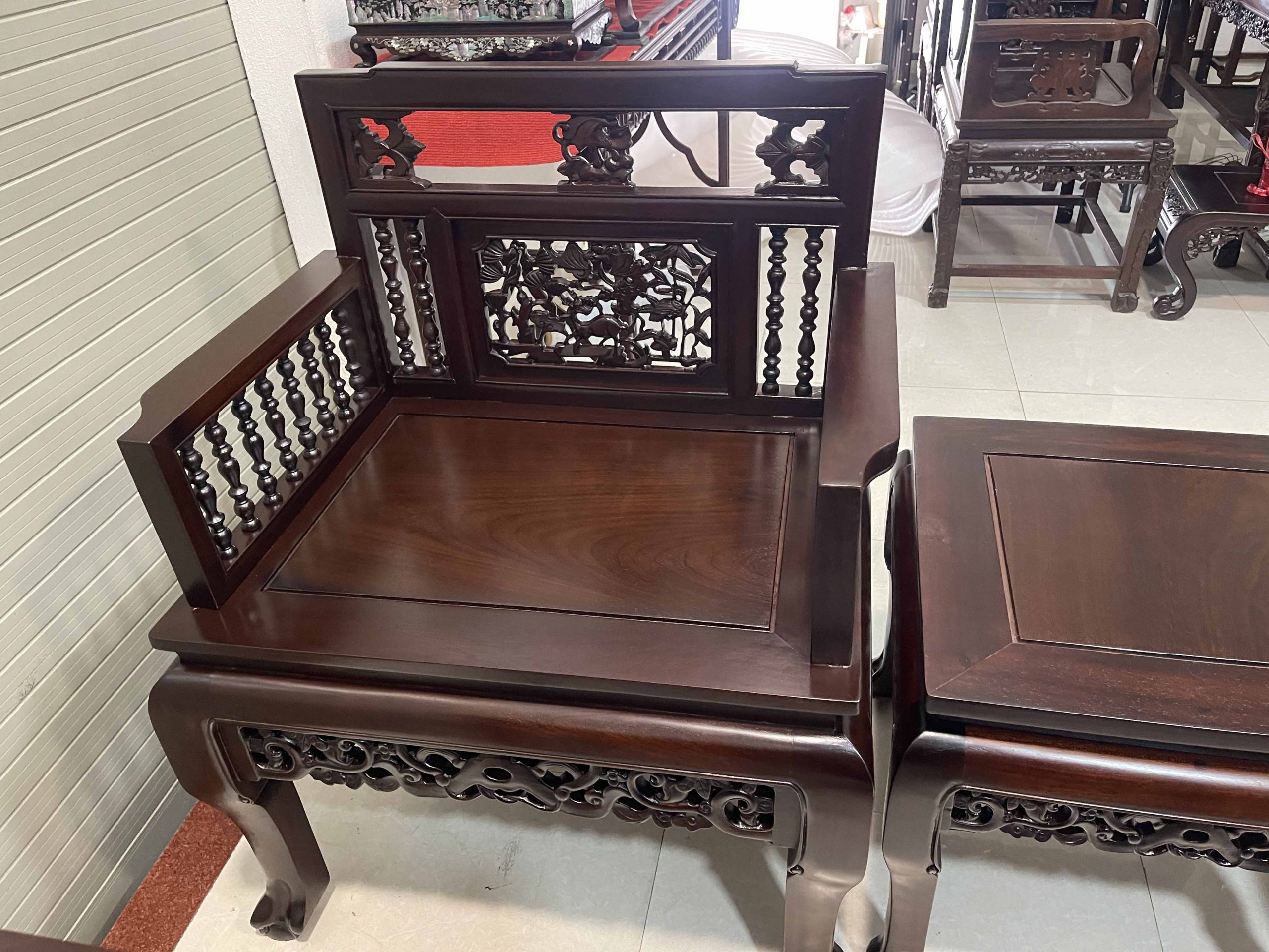 Trường Kỷ Song Tiện 1 Đoản 2 Ghế Đơn 1 Bàn 2 Đôn
