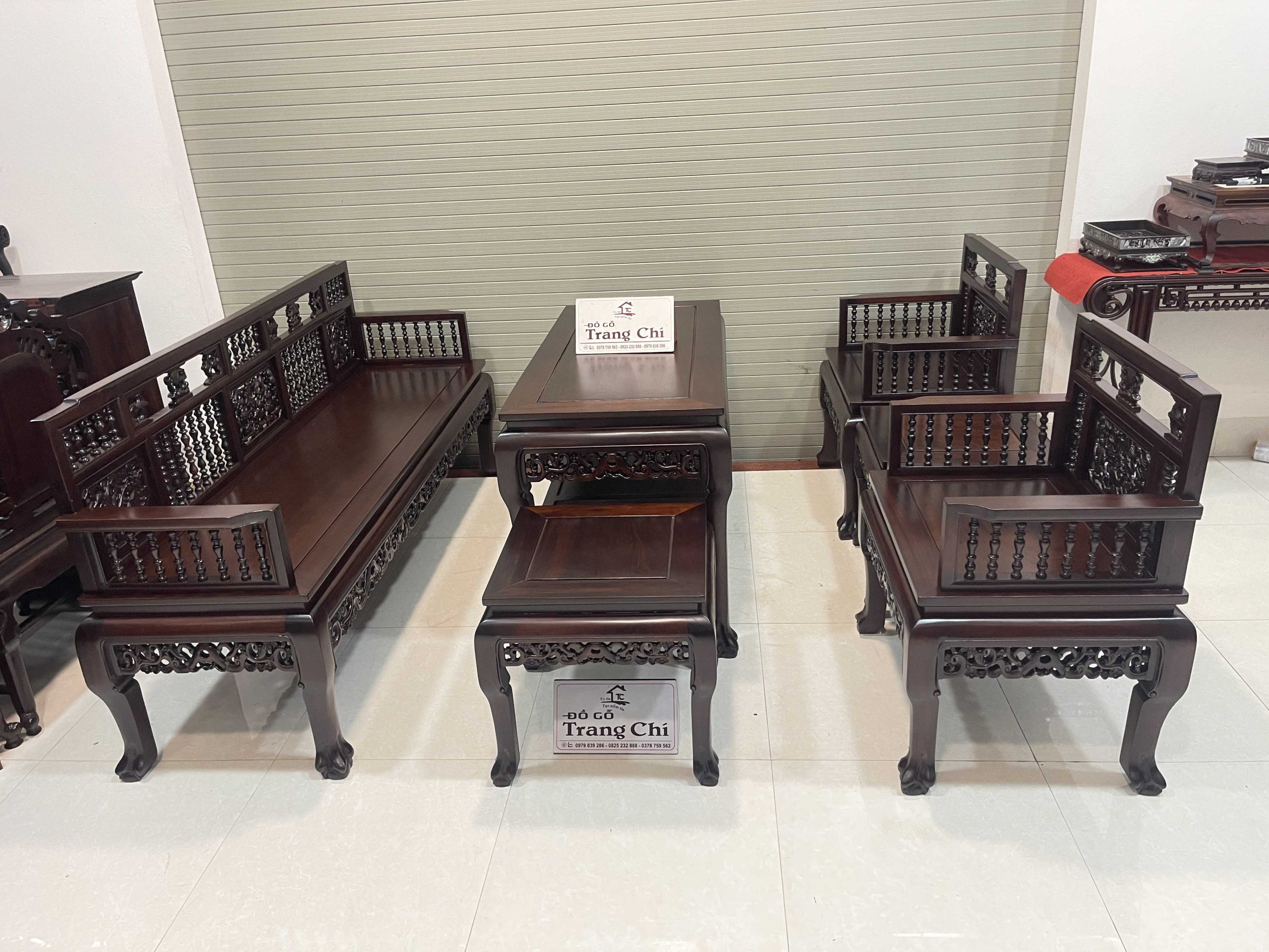 Trường Kỷ Song Tiện 1 Đoản 2 Ghế Đơn 1 Bàn 2 Đôn