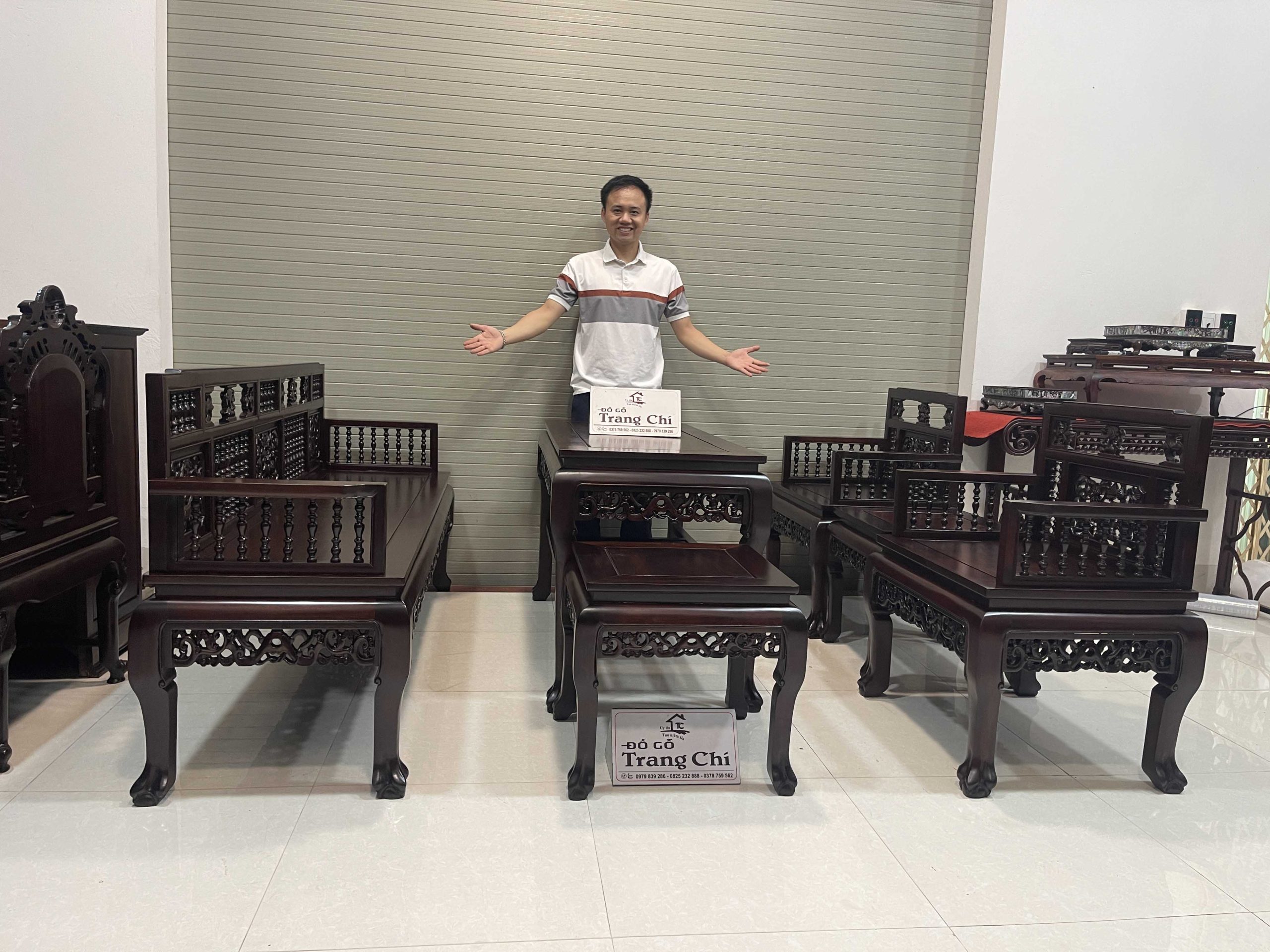 Trường Kỷ Song Tiện 1 Đoản 2 Ghế Đơn 1 Bàn 2 Đôn