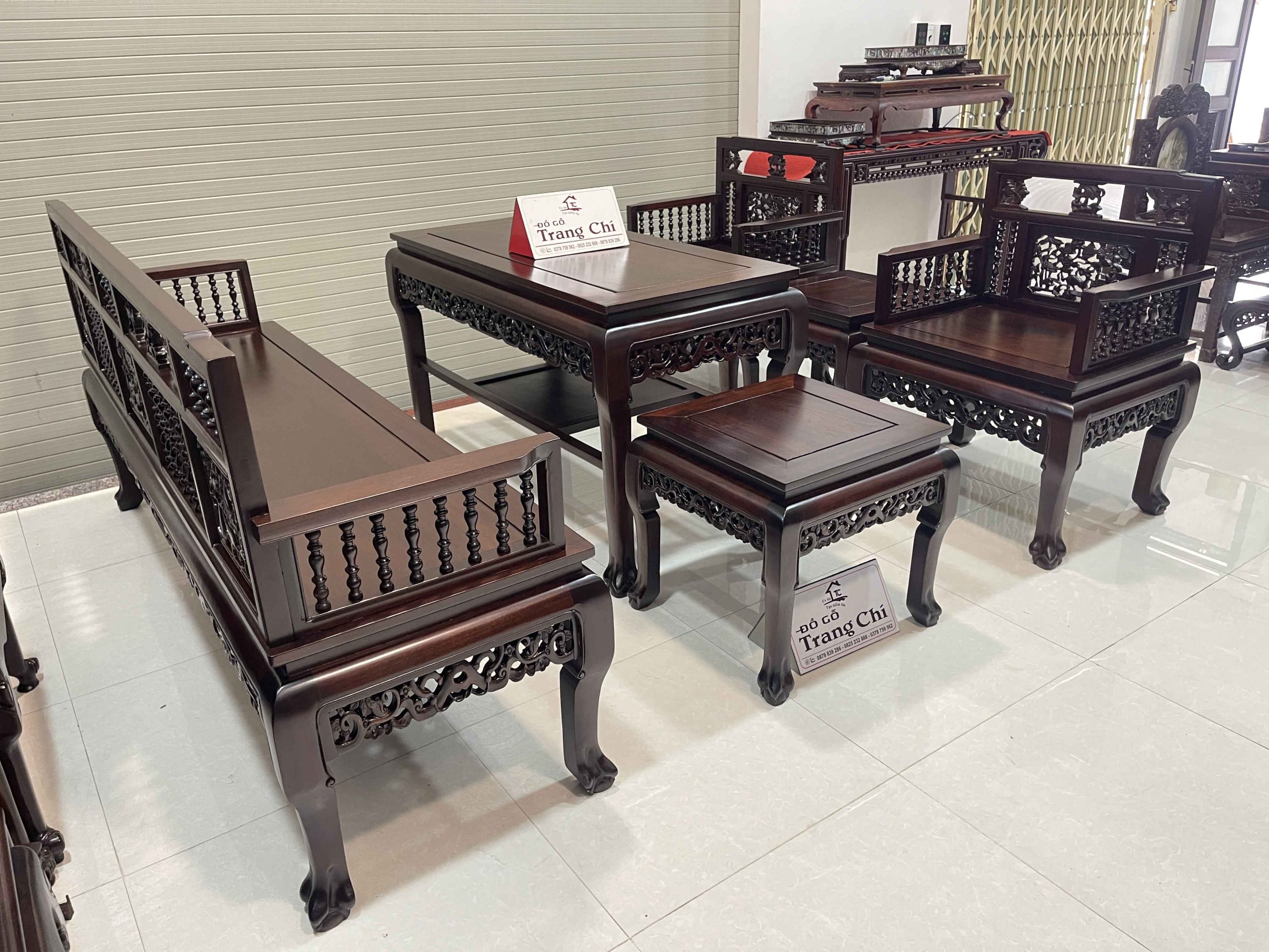 Trường Kỷ Song Tiện 1 Đoản 2 Ghế Đơn 1 Bàn 2 Đôn