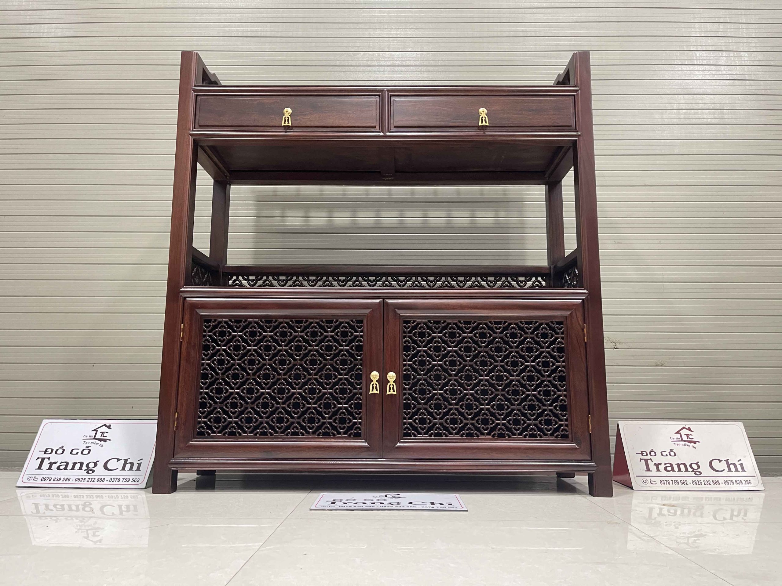 Mẫu Kệ Trà Cao 107 Rộng 100 Sâu 32 Cm Gỗ Gụ