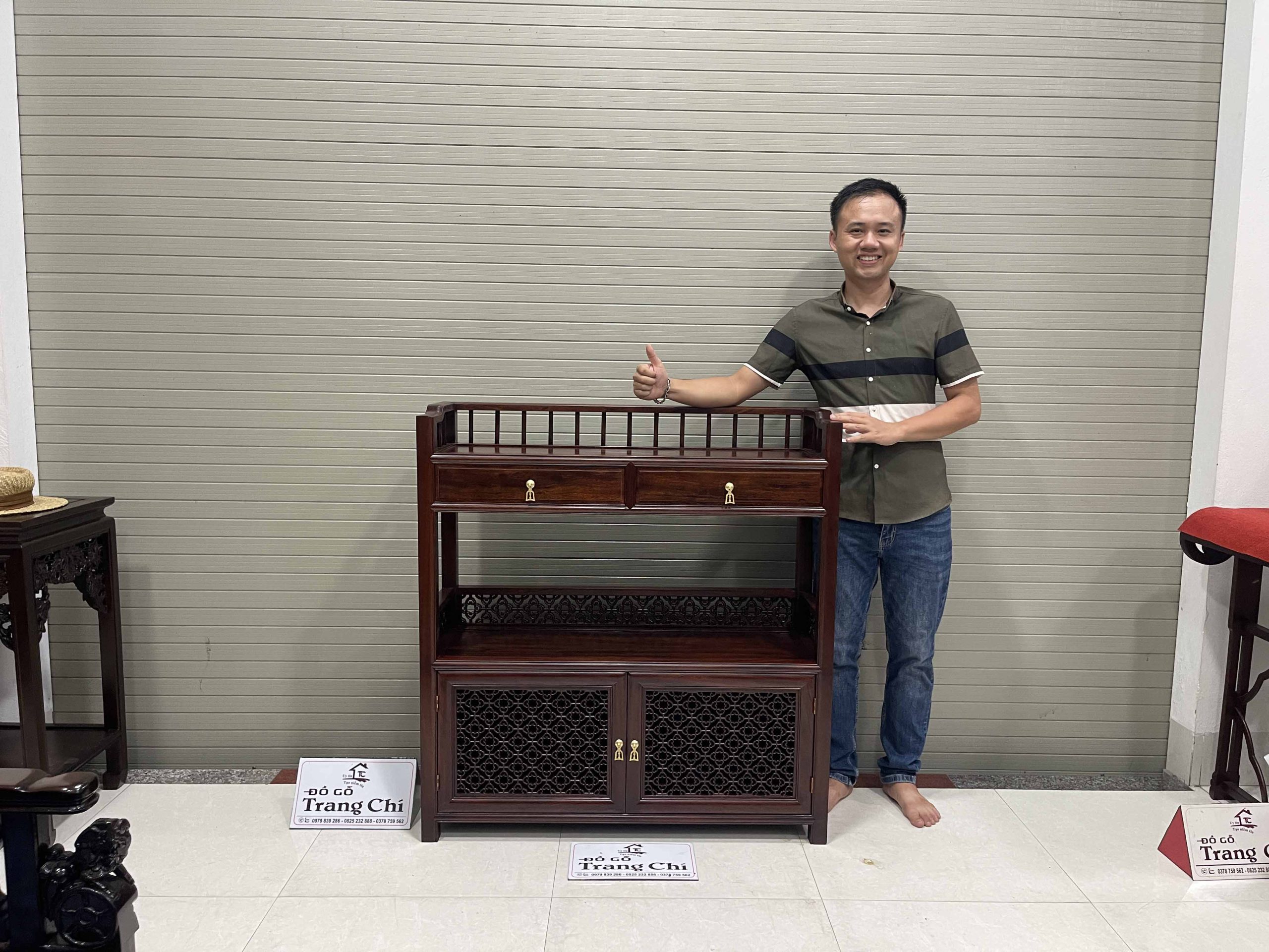 Mẫu Kệ Trà Cao 107 Rộng 100 Sâu 32 Cm Gỗ Gụ