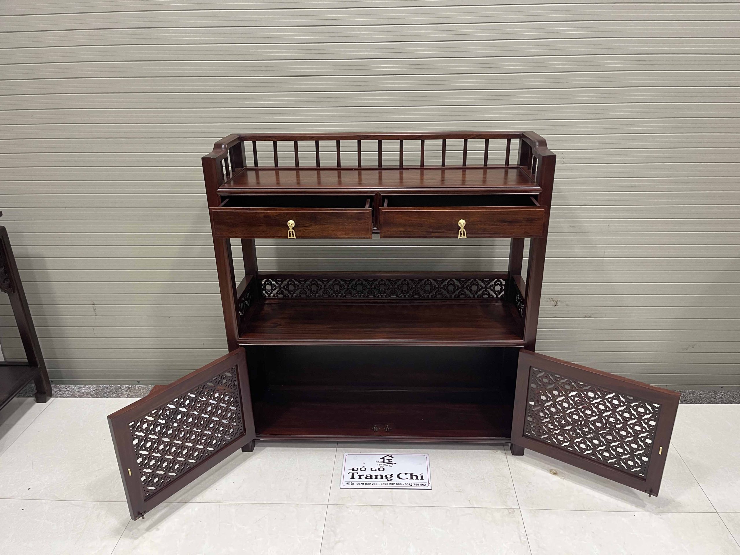 Mẫu Kệ Trà Cao 107 Rộng 100 Sâu 32 Cm Gỗ Gụ