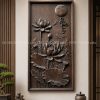 Tranh Chạm Chữ Phúc Hoa Sen Gỗ Lim