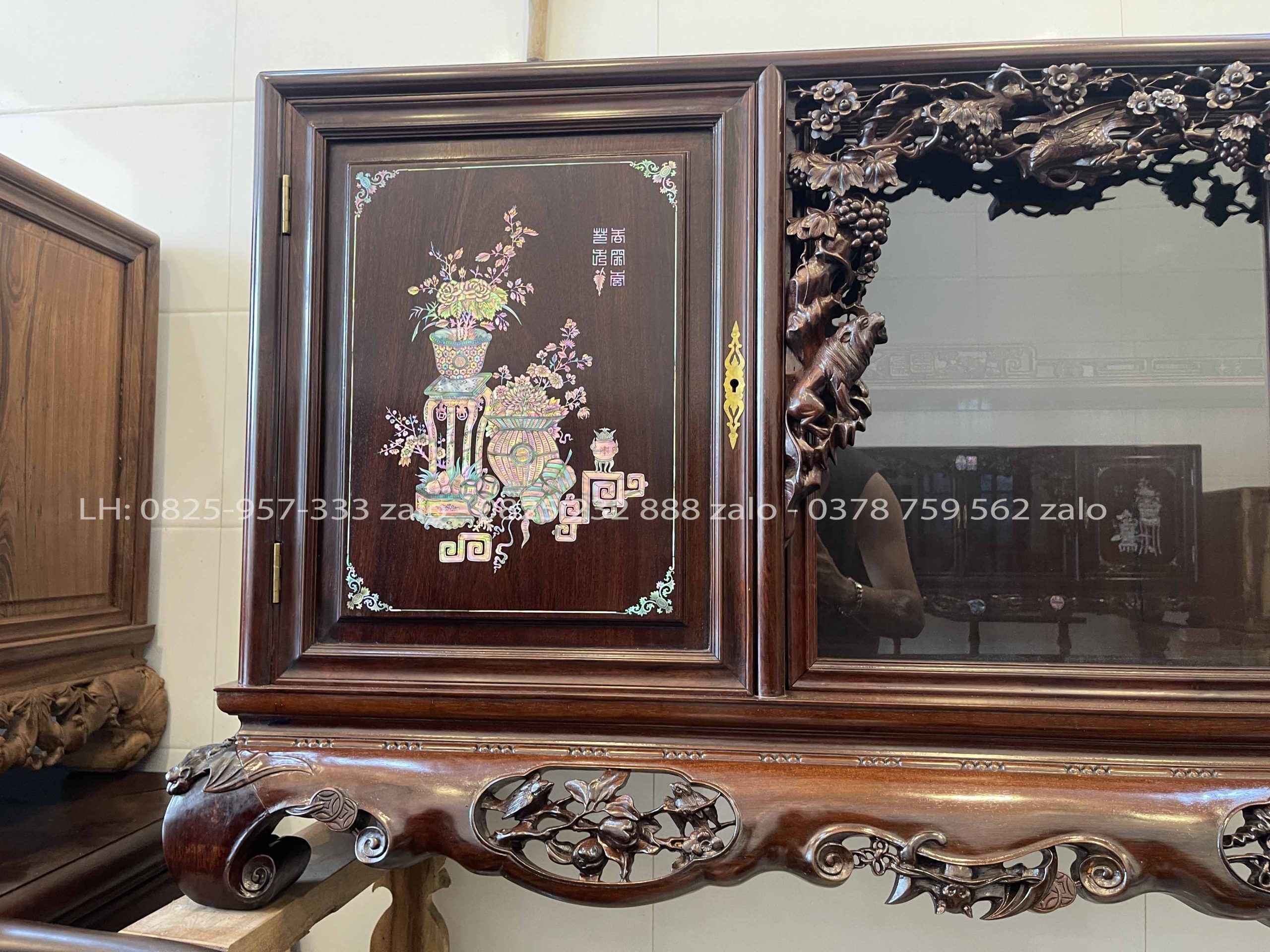 Tủ Chè Gụ Khảm Ốc Đẹp Cảnh Đông Bích