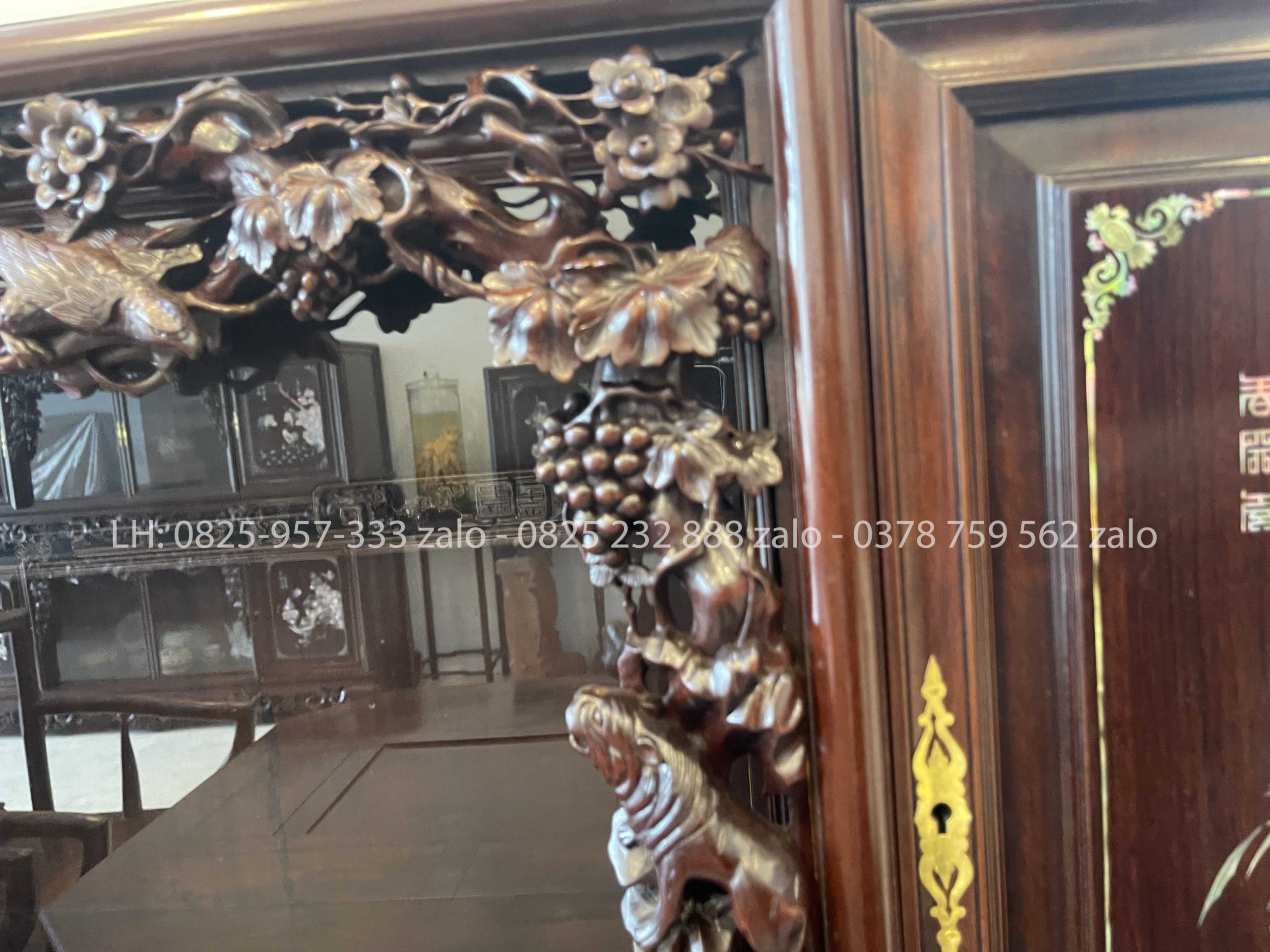 Tủ Chè Gụ Khảm Ốc Đẹp Cảnh Đông Bích (8) Tủ Chè Gụ Khảm Ốc Đẹp Cảnh Đông Bích